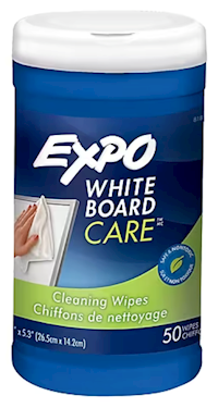 WHITEBOARD WIPES, EXPO, DRY ERASE, CARE, 5.5" X 10", WHITE, 50/CT MAIN